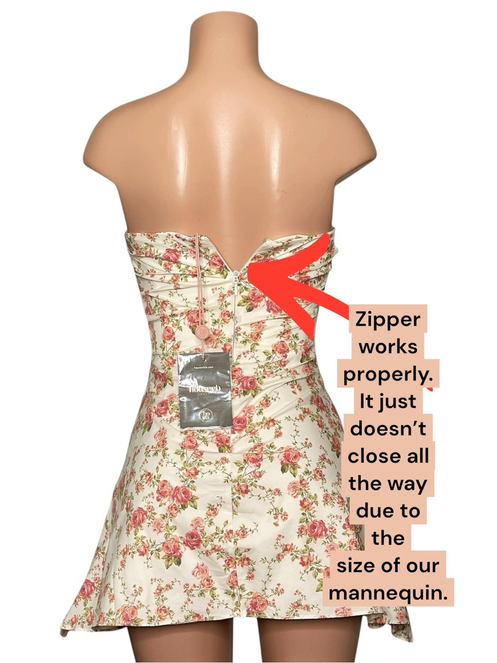 HOUSE OF CB Jasmine Draped Strapless Corset Mini Dress, Rose Print, Small - Picture 5 of 8